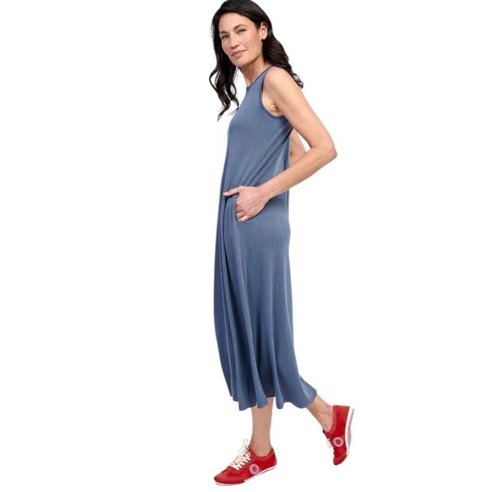 Alembika Essential Sleeveless Midi Dress Blue Mist Size 0 US 4-6 A-Line Pockets - Picture 3 of 12